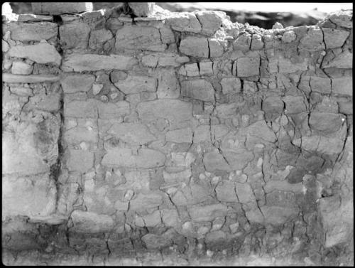 Kiva, Room 218, east wall. Masonry study.  W. mound.