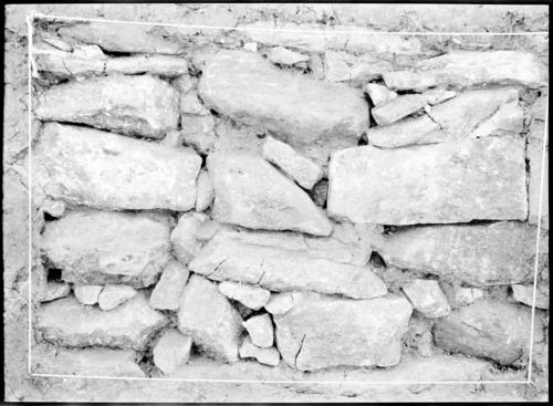 Kiva, Test 19, room 3, east wall.  Masonry study.