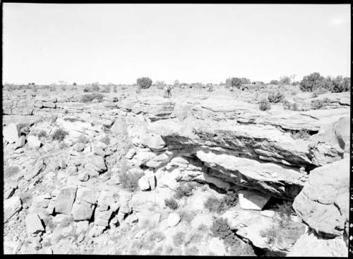 Site 106, before excavating, the whole mound, looking SW.