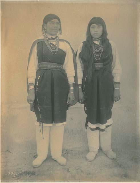 Two girls of Isleta pose in their native dress