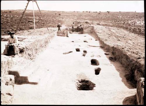 Church B, nave floor from altar, rooms 435, 444