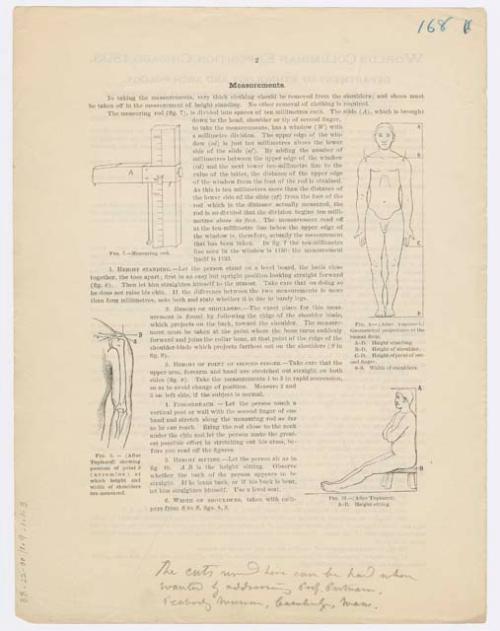 World's Columbian Exposition, Instructions for taking measurements of people to make charts, p.3