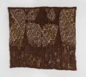 Organic, woven fiber, textile fragment, dark brown, tan and white pattern, loose