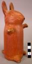 Ceramic burnished red (terra cotta) rabbit figurine