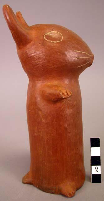 Ceramic burnished red (terra cotta) rabbit figurine