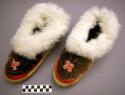 Pair Alaskan fur shoes (mucklucks); hide bottoms; bead trim