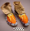 Pair of moccasins with quill and bead decoration