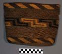 Tlingit basket. Closed twine and open twined w/ cross warps. False embroidery us