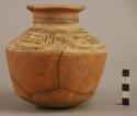 Pottery jar with painted shoulder