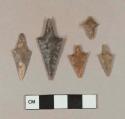 5 small stone projectile points