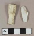 White plastic, 1 cigar mouthpiece tip, 1 unidentified fragment