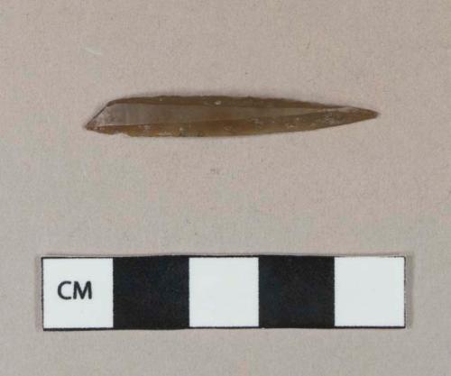 6 flint blades obliquely blunted at the pointed end