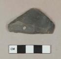 Flint scraper; triangular; gray colored stone