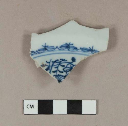 Blue hand painted porcelain base sherd