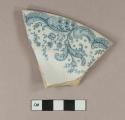 Blue transfer printed ironstone plate sherd