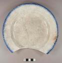 Blue shell edge pearlware soup plate; illegible maker's mark stamped on base