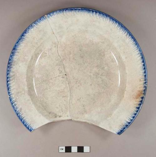 Blue shell edge pearlware soup plate; illegible maker's mark stamped on base