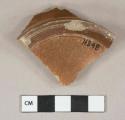 Brown lustrous salt-glazed stoneware vessel base fragment, buff paste, likely Nottingham type