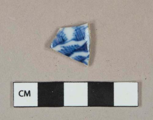 Blue on white handpainted Chinese trade porcelain vessel body fragment