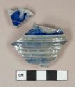 Gray salt glazed stoneware vessel body fragments with cobalt lead glazed decoration, gray paste, Westerwald type