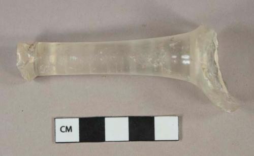 Colorless glass stemware stem fragment, smooth surface