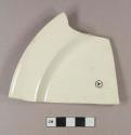 Undecorated creamware plate sherd; embossed makers mark on base, possibly "...wood & Co"