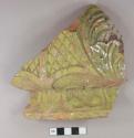 Green painted, molded redware rim sherd