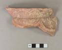 Pink painted molded redware rim sherd