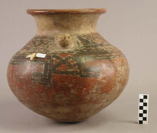 Tola / Nicoya Black Line Ware large vessel with animal head.  Also called Nosara Polychrome Ware