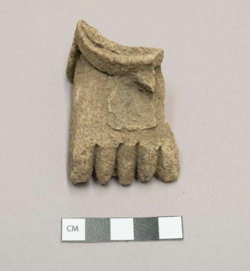 Pottery human foot - broken from figurine