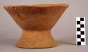 Pottery dish - coarse tempered, pedestal (restored)
