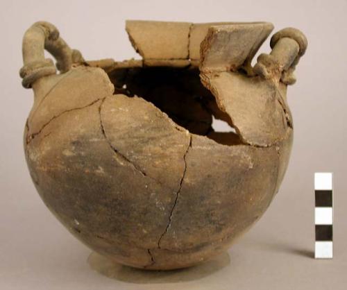 Earthen vase; with handles