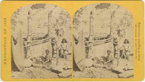 Woman Weaving Blankets. Explorations and Surveys West of the 100th Meridian, Lieutenant Wheeler Survey