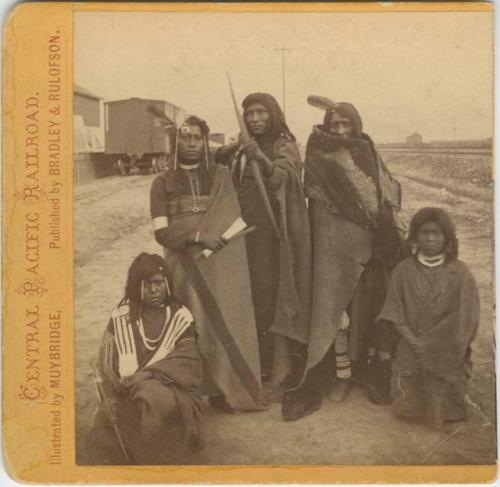 Possible Shoshone Indians Group Photograph. Central Pacific Railroad. Photographic Illustrations of the Pacific Coast, Gallery of Photographic Art