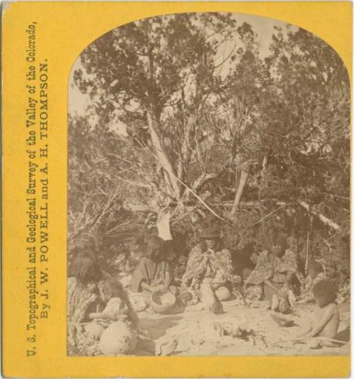 Family of Ute Indians in Camp. U.S. Topographical and Geological Survey of the Valley of the Colorado, J.W. Powell and A.H. Thompson Survey