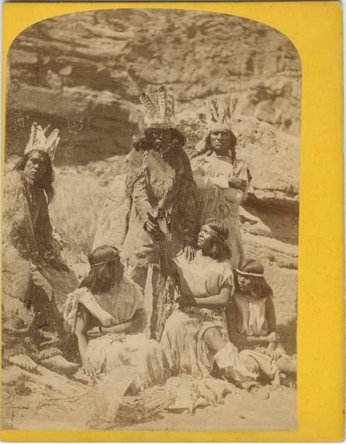 Showing the Wi-Gear or Feather Head Dress. Indians of the Colorado Valley. U.S. Geographical Survey of the Rocky Mountain Region, J.W. Powell Survey