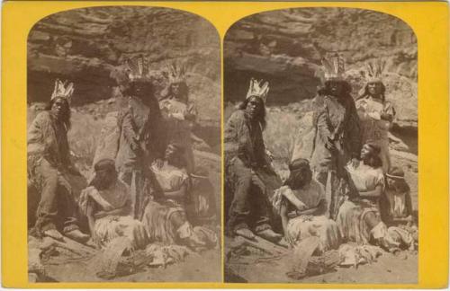 Showing the Wi-Gear or Feather Head Dress. Indians of the Colorado Valley. U.S. Geographical Survey of the Rocky Mountain Region, J.W. Powell Survey