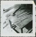 Photograph album, Yaruro fieldwork, p. 8, photo 3, table with tools