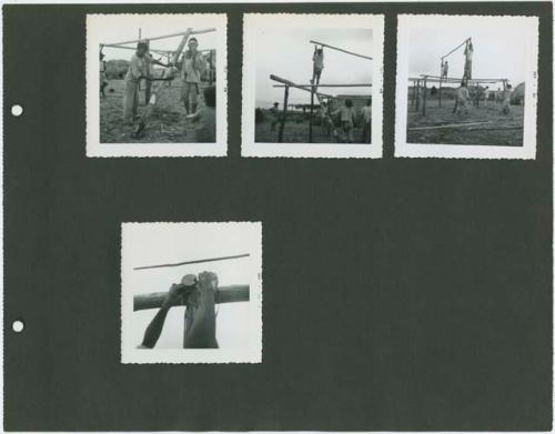 Photograph album, Yaruro fieldwork, p. 35 containing 4 bw photographs