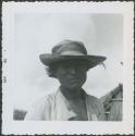 Photograph album, Yaruro fieldwork, p. 55, photo 5, young man posing in hat