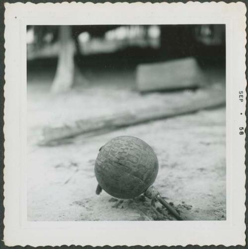 Photograph album, Yaruro fieldwork, p. 59, photo 2, decorated object