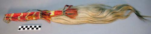 Sioux men's hair ornament. Made from portion of a horsetail. The non-hair side is deco