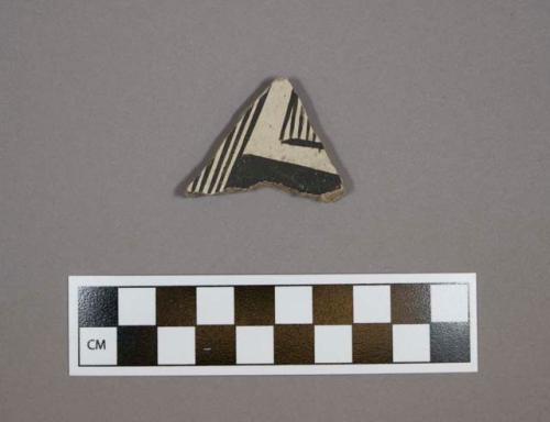 Body sherd, bowl, black on white linear design on interior