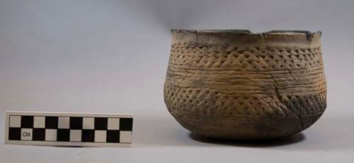 Bowl, small deep corrugated with black slip interior