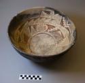 Bowl with abraded geometric design