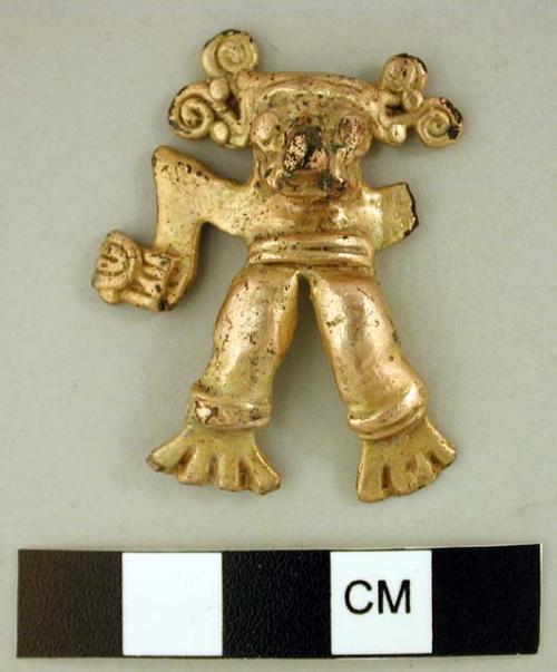 Gold pendant in human form with gargoyle head