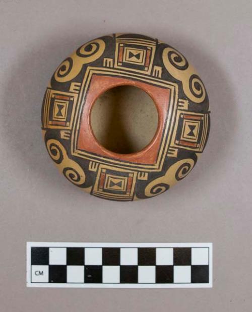 Polychrome-on-buff jar: parrot motif