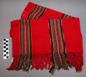 Tzute. red with multicolored stripes. 66 x 192 cm.