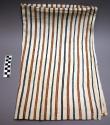 Woman's head cloth - everyday use, less common type; brown, black stripes on whi