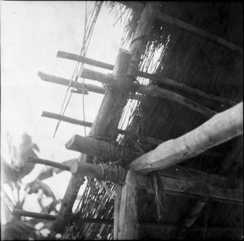 Village, housing, house living: view of construction technique for roof